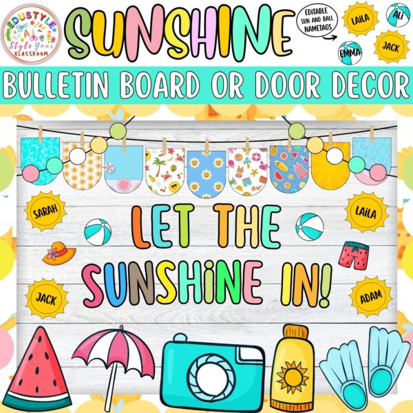 Let the Sunshine In!: Sunshine Summer Bulletin Board or Door Decor Kit | June