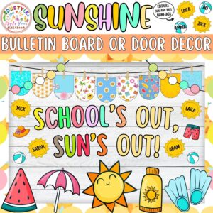 School's Out, Sun's Out!: Sunshine Summer Bulletin Board or Door Decor Kit | June