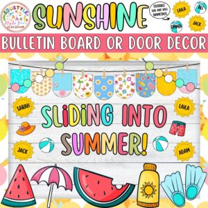 Sliding Into Summer!: Sunshine Summer Bulletin Board or Door Decor Kit | June