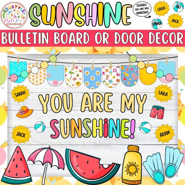You Are My Sunshine!: Sunshine Summer Bulletin Board or Door Decor Kit | June