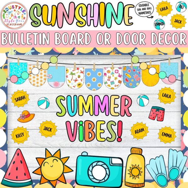You Are My Sunshine!: Sunshine Summer Bulletin Board or Door Decor Kit | June - Image 2