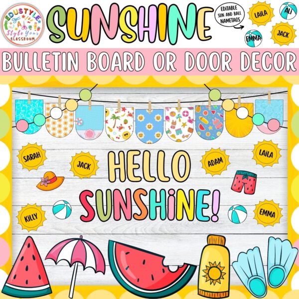 You Are My Sunshine!: Sunshine Summer Bulletin Board or Door Decor Kit | June - Image 3