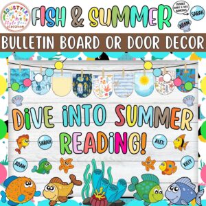 Dive Into Summer Reading!: Fish Ocean Bulletin Board or Door Decor Kit | May & June