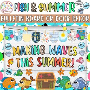 Making Waves This Summer!: Fish Ocean Bulletin Board or Door Decor Kit | May & June