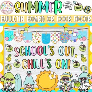 School's Out, Chill's On!: Pool Summer Bulletin Board or Door Decor Kit | June & July