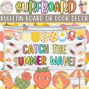 Catch the Summer Wave!: Surfboard & Summer Bulletin Board or Door Decor Kit | June