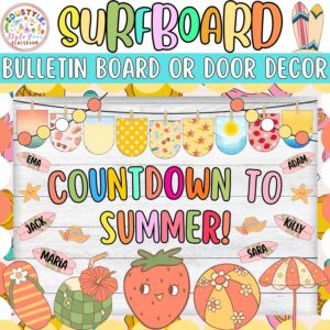 Countdown To Summer!: Surfboard & Summer Bulletin Board or Door Decor Kit | June