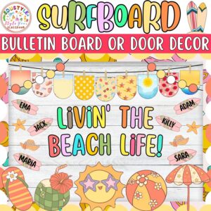 Livin' The Beach Life!: Surfboard & Summer Bulletin Board or Door Decor Kit | June