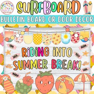 Riding into Summer Break!: Surfboard & Summer Bulletin Board or Door Decor Kit | June