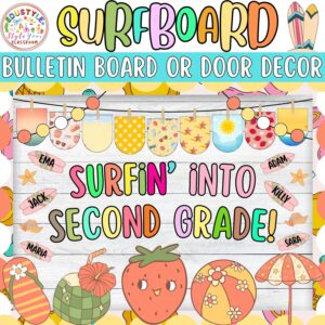 Surfin' Into Second Grade!: Surfboard & Summer Bulletin Board or Door Decor Kit | June