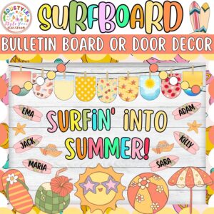 Surfin’ Into Summer!: Surfboard & Summer Bulletin Board or Door Decor Kit | June